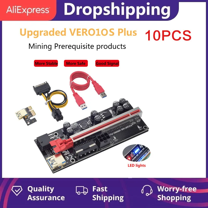 

1-10PCS Newest PCIE Riser 010s Plus Upgraded Mining Super Version PCIE X16 PCI Express Extension Riser Card For Mining VideoCard