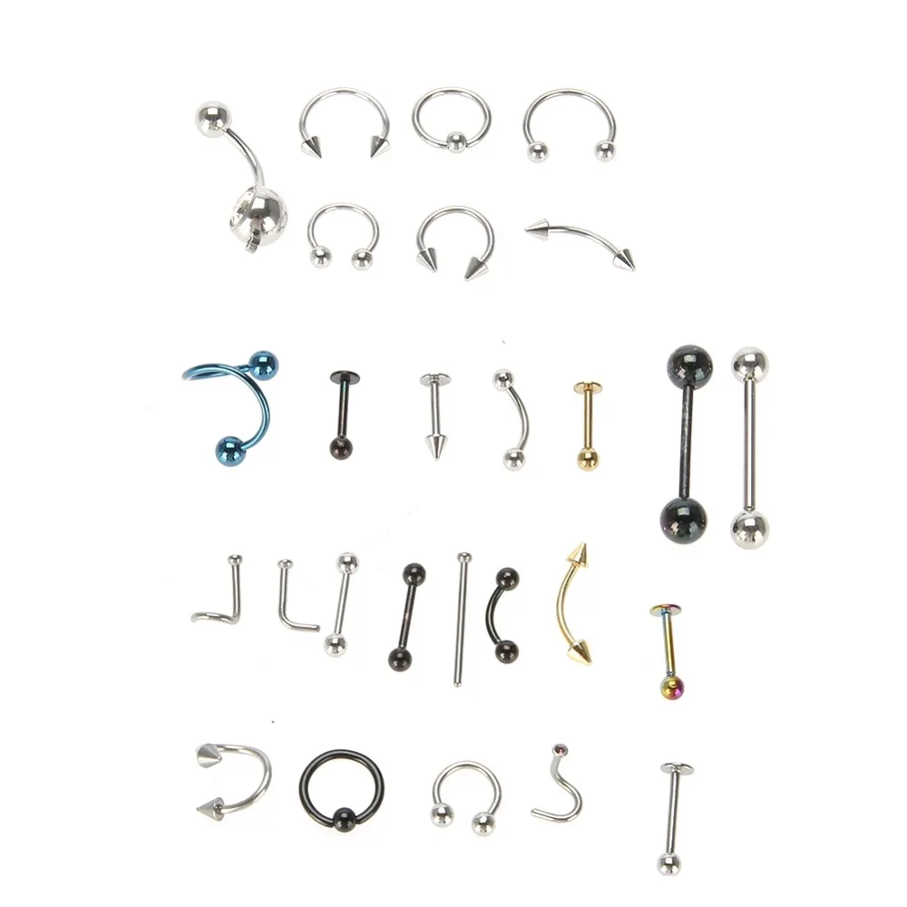 

Body Piercing Kit Disposable Ear Nose Deco Tools Pliers Needles Tattoo Set With Stud Ring Tattoo Accessories Supplies Kit Sets