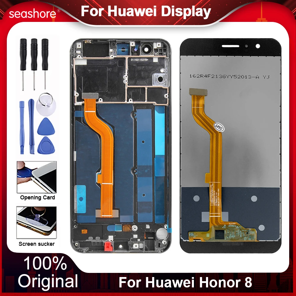 Pantalla Original para HUAWEI Honor 8, Digitalizador de pantalla t&aacute;ctil de pantalla LCD con marco FRD-L19, piezas de repuesto para FRD-L14-0