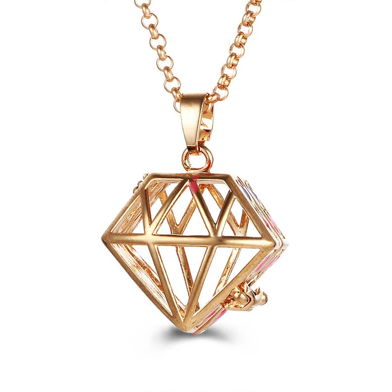 

Mexican Chimes Colorful Painting Geometry Necklace Aromatherapy Essential Oil Diffuser Perfume Locket Pendant Music Ball Jewelry