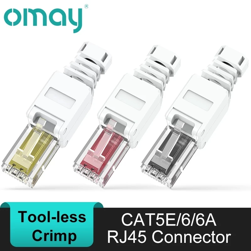 

OMAY 8P8C Unshield Shielded Field RJ45 Connector - RJ45 Termination Plug for Cat.6/6A/7 23AWG Solid Installation Cable