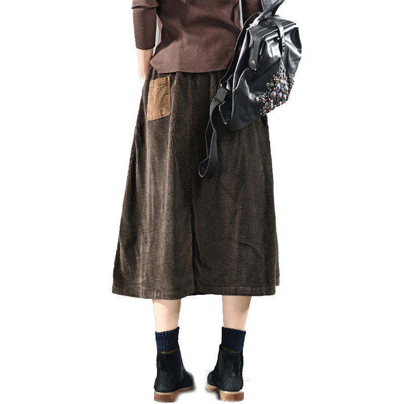 Женские юбки средней длины составного кроя толстые вельветовые винтажные из 100%