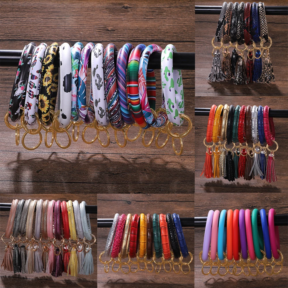 62 цвета бохо Леопардовый принт большие брелки для женщин и мужчин модные кожаные