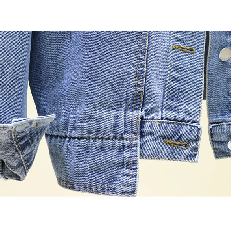 

Spring Autumn Fashion Short Women Korean Vintage Washed Long sleeve Jeans Jacket Female Oversized Loose Denim Coat
