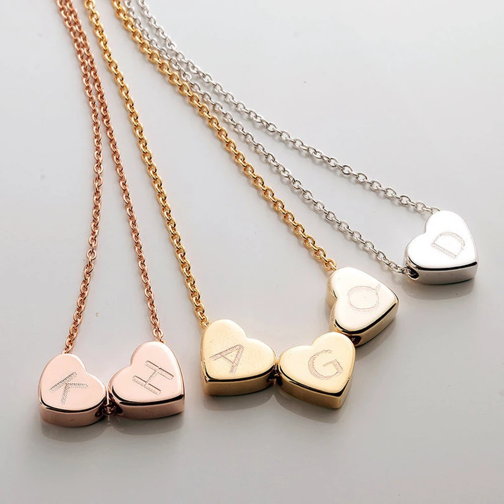 RIR пользовательские Famliy сердечки с именами ожерелье выгравированное изящное