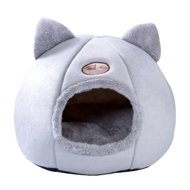 

Pet Supplies Warm Semi-enclosed Cat Litter Winter Breathable Plus Velvet Round Dog House Suitable for Small Pets Puppy Tent