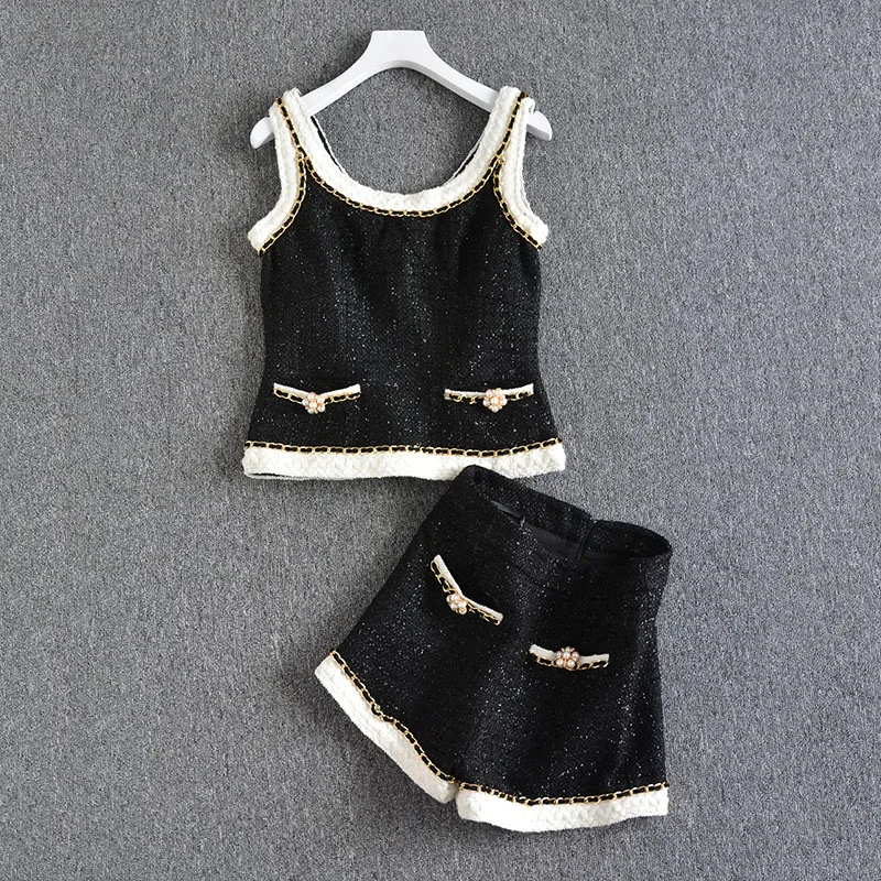 

New Vogue of new fund of 2021 small sweet style show thin condole top hitting scene straight joker two piece pants suit