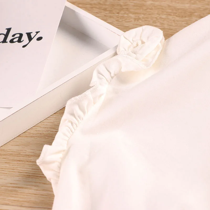 Модный летний комплект одежды для девочек белая рубашка с рукавами летучая мышь