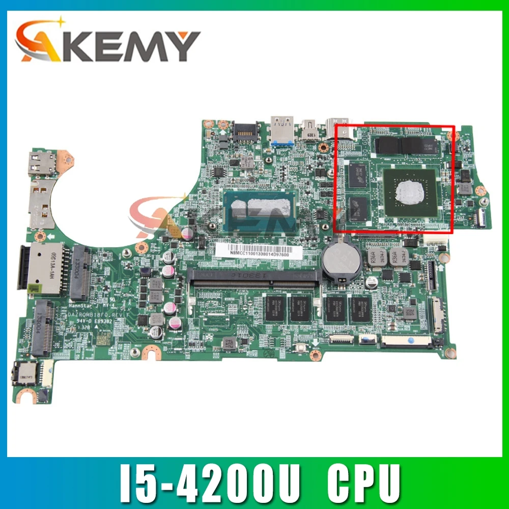 

Akemy laptop Motherboard For ACER Aspire V5-573P I5-4200U Mainboard DAZRQMB18F0 SR170 N14M-GE-B-A2 DDR3