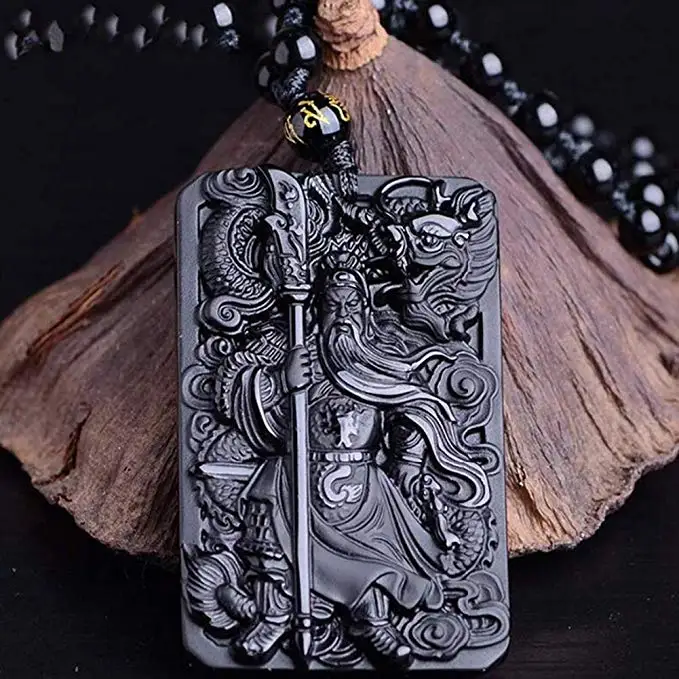 EASTCODE изящное ювелирное изделие натуральный Дракон из обсидиана Гуань Гонг Юй