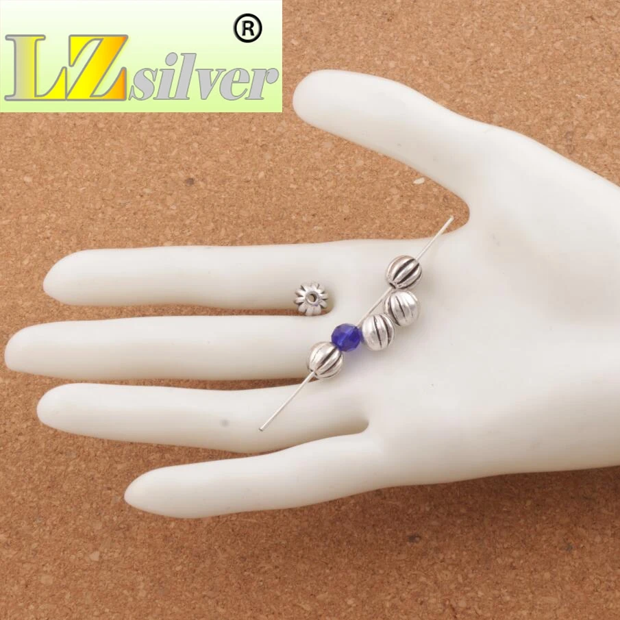 Fluted Corrugated Round Bead 7.5x7.73mm 120pcs Zinc Alloy Rondelle Spacer Beads for Jewelry Making L628