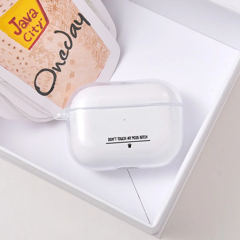 Симпатичный чехол для Apple airpods Pro с надписью Don't touch my AirPods защитный мягкий Bluetooth
