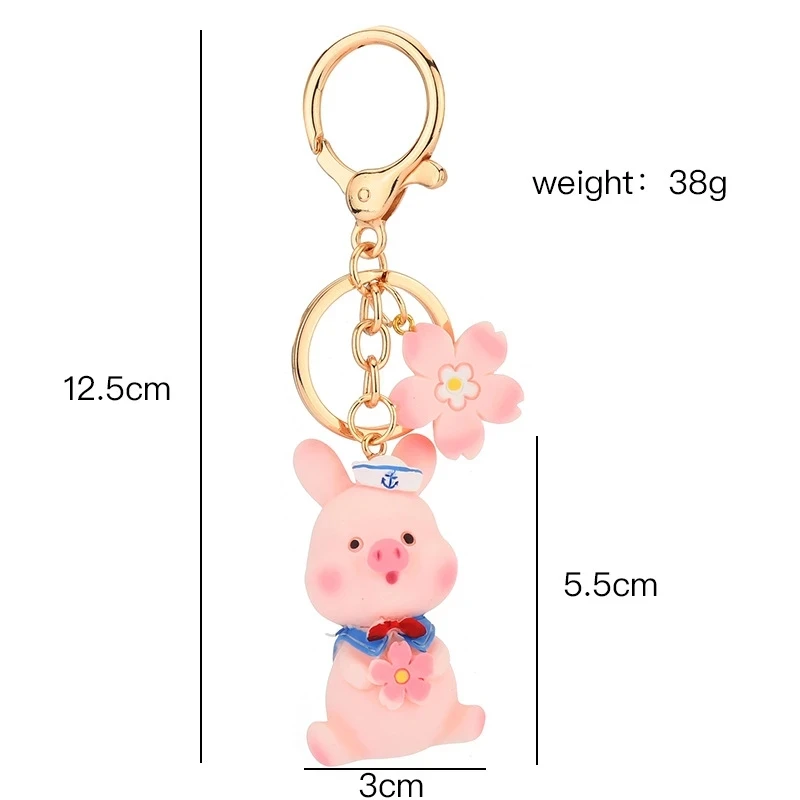 

2021 Fashion Cartoon Pink Piggy Keychains Cute Doll Key Chain Pendant Car Pvc Key Ring A Lovely Gift for Your Girlfriend Jewelry