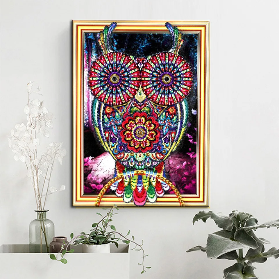Azqsd Алмазная вышивка Совы 30x40 специальный образный Круглый дрель украшение стены