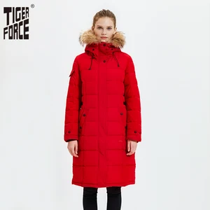 Зимняя женская парка Tiger Force, ветрозащитное женское плотное пальто, женская теплая куртка в европейском стиле с капюшоном из натурального меха