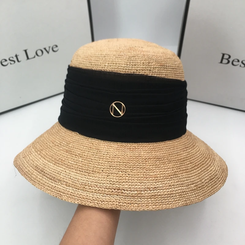 

Summer raffia straw hat big lafite grass eaves crochet leisure basin Hepburn women's bucket hat female celebrities prevent bask