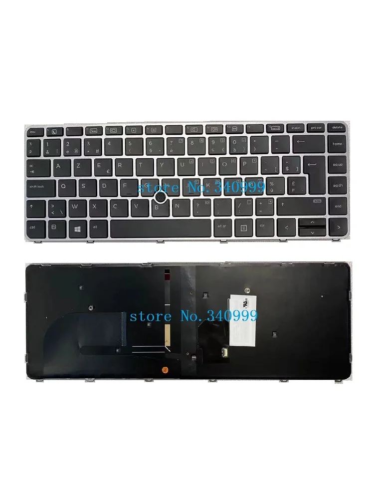 

BE AZERTY New Keyboard For HP EliteBook 745 G3 G4 840 G3 G4 848 G3 G4 Silver Frame Black Key with Backlit & Pointer