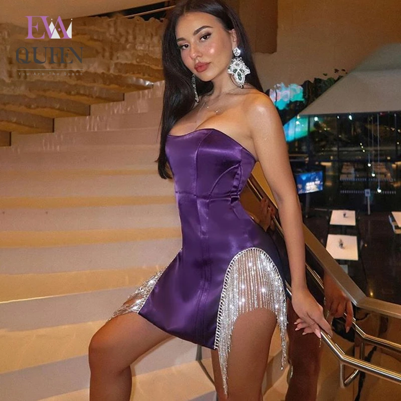 Сексуальное летнее платье EvaQueen со стразами вечернее элегантное облегающее с