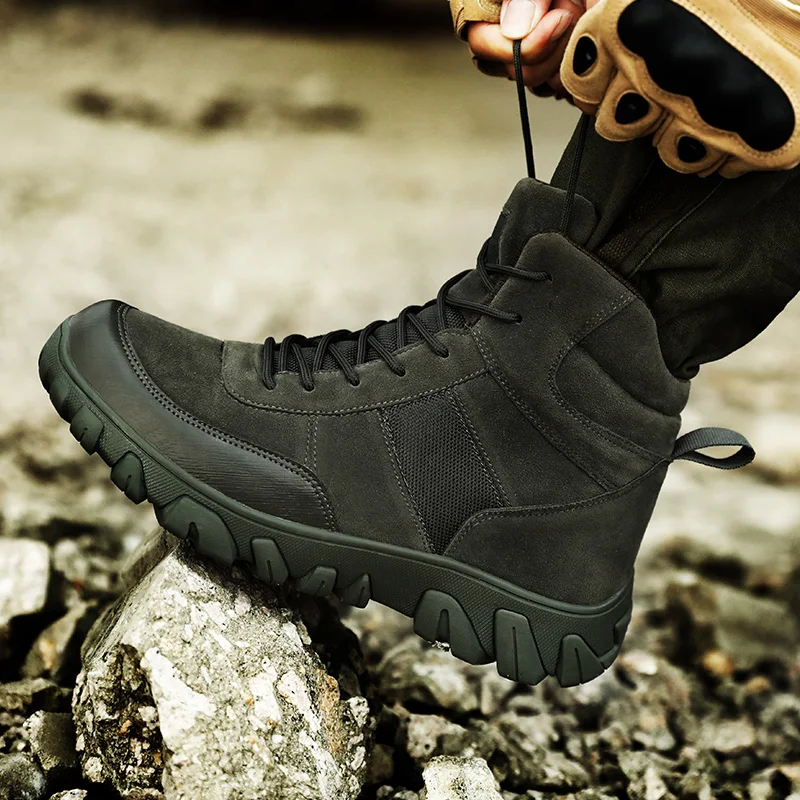 

Big Size Men Desert Military Tactical Boots Male Outdoor Waterproof Hiking Shoes Sneakers Anti-skid Wearable Sports Combat Boots