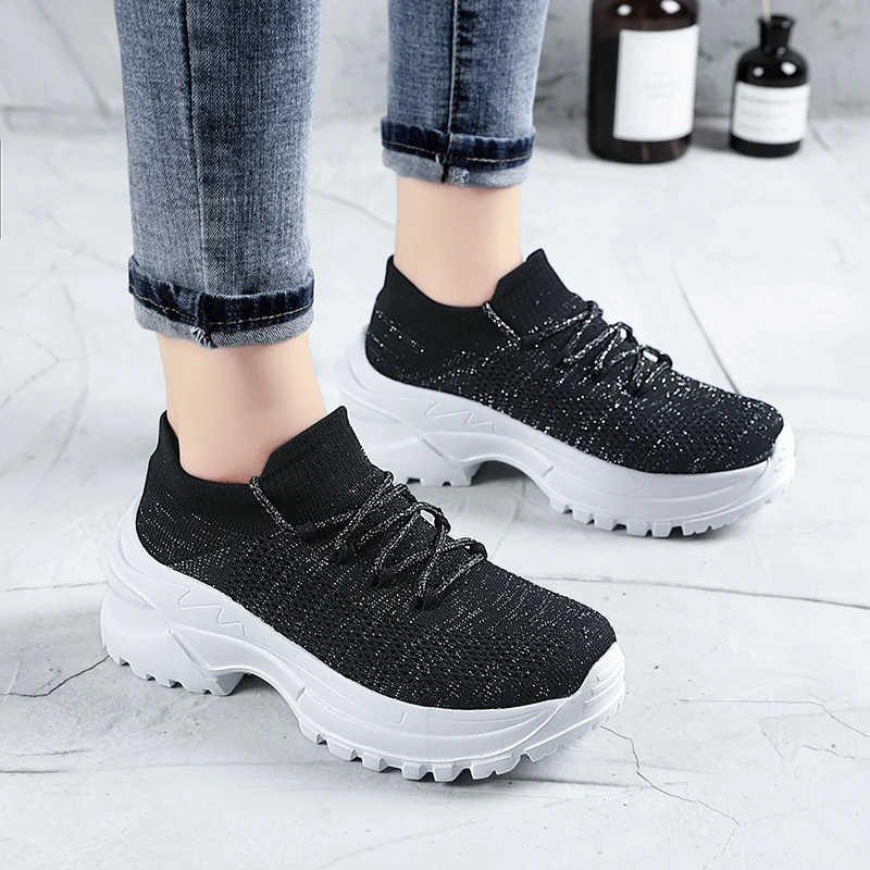 Женские Прогулочные кроссовки на платформе модные повседневные сетчатые