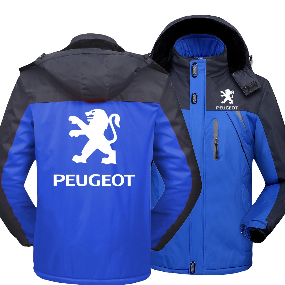 

2021 New Winter forPeugeot Logo Men's Windproof Hooded Jackets Thick Warm Coats Male Outwear Mountaineering Overcoat Windbreaker
