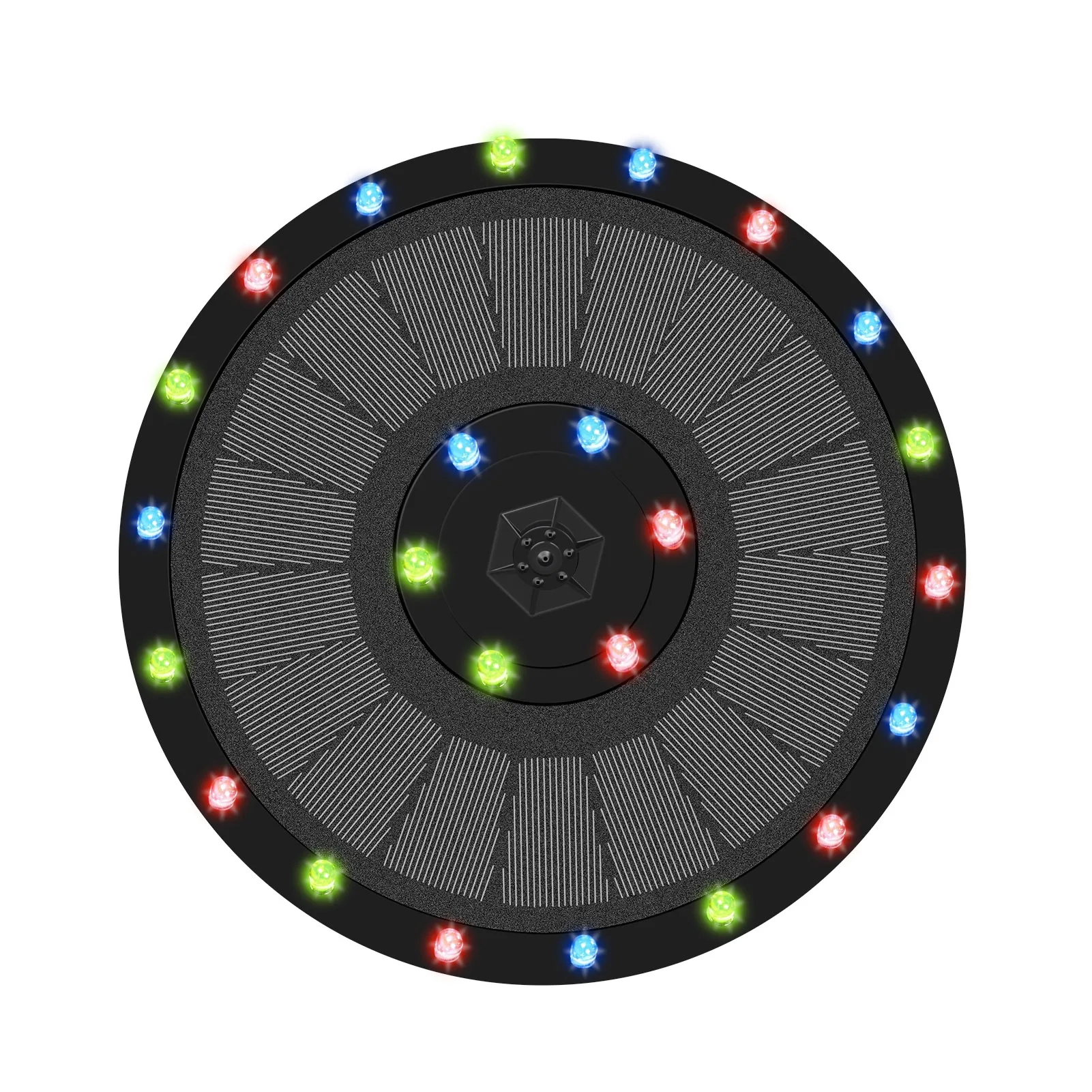 

Outdoor Garden Solar Fountain Water Pump Buildin Storage Battery With 7 Water Types LED Colorful Light Pool Pond Impart