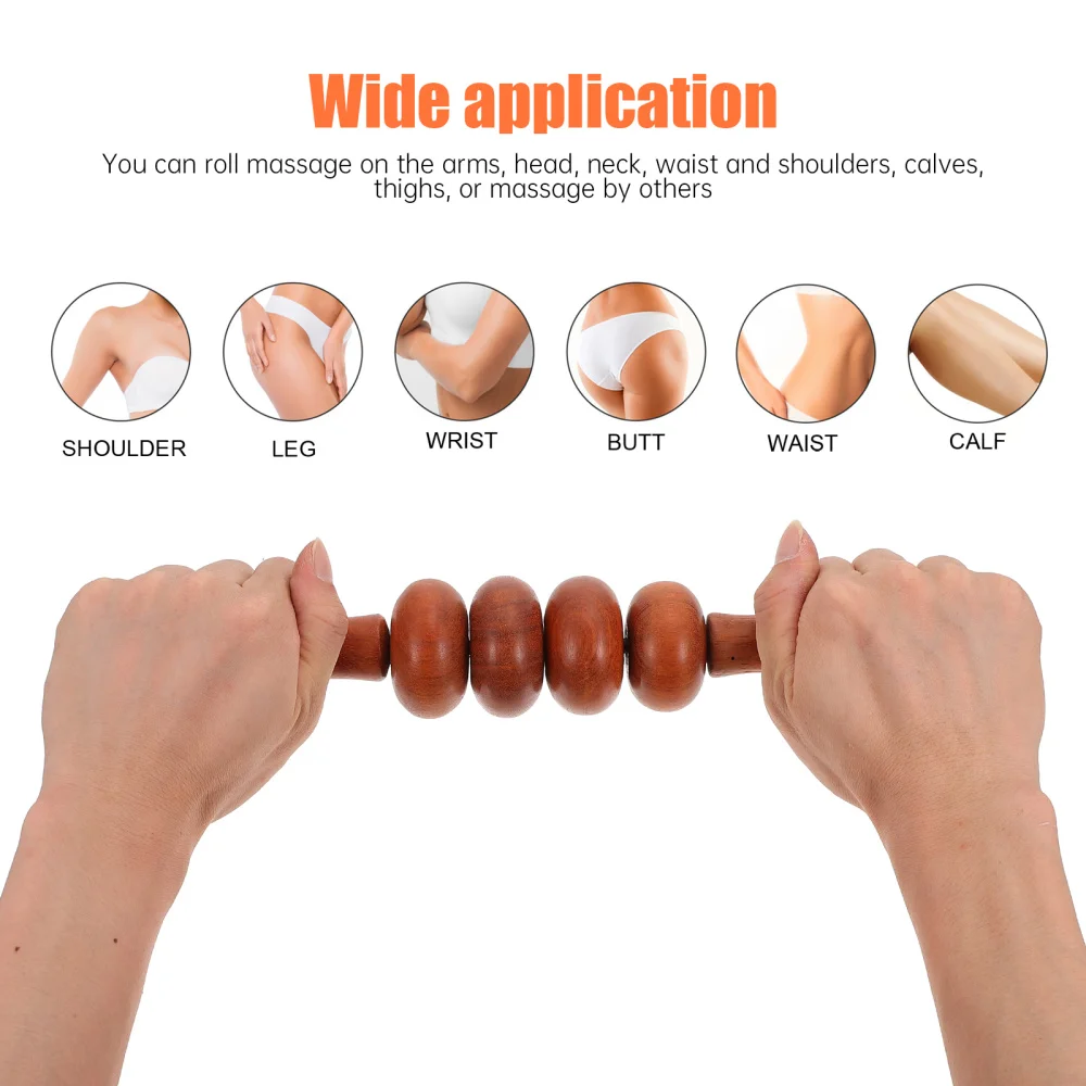 

1Pc Wooden Body Muscle Massager Roller Stick Deep Relaxing Stick (Claret)