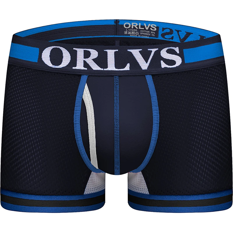 

2020 ORLVS Brand Sexy Men Underwear Boxer Cueca Male Panties Mesh Breathable Solid Basic Underpants Boxers Man OR118