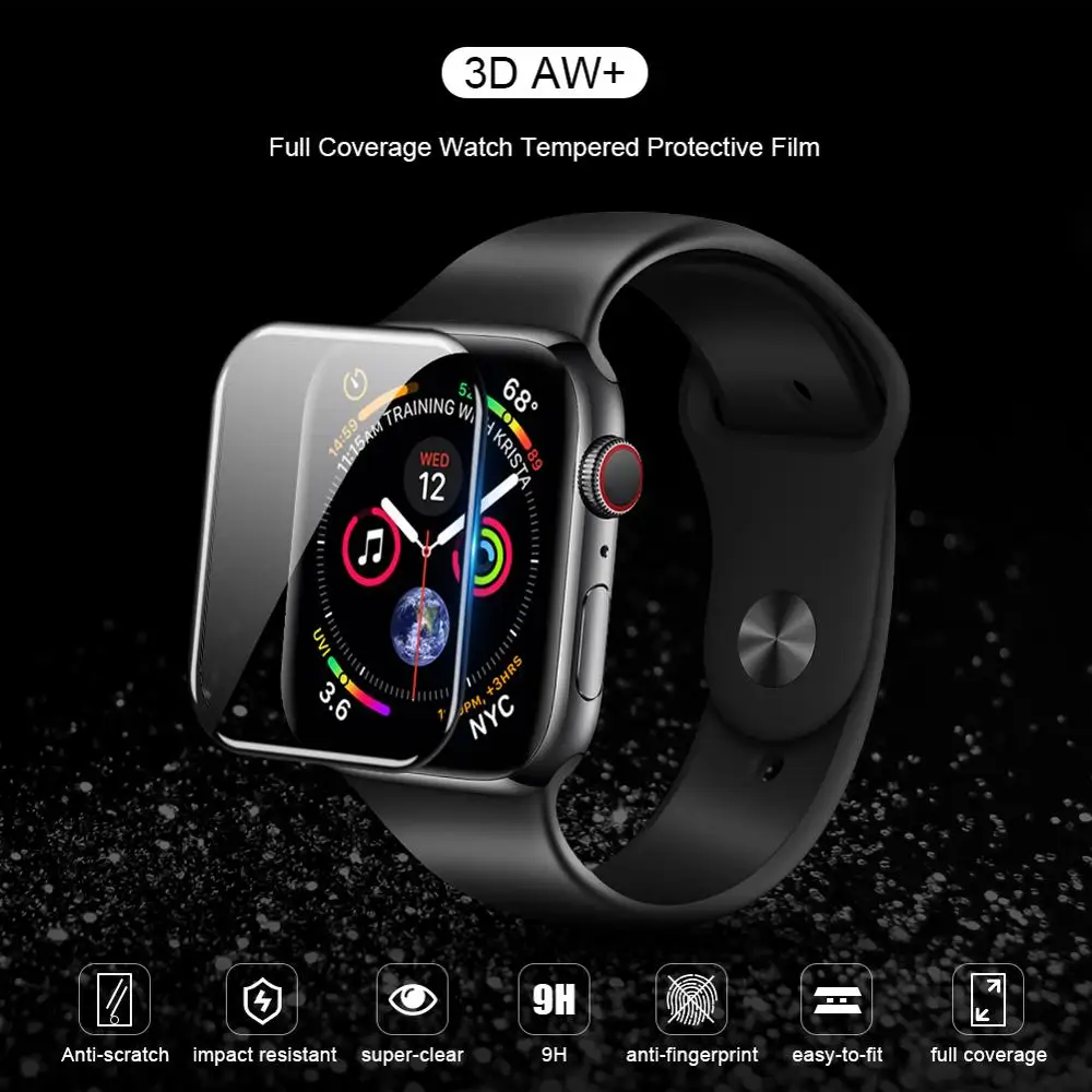 Защитное стекло для iWatch Series 4 3 2 1 Nillkin 3D AW + Полное покрытие защитное закаленное Apple