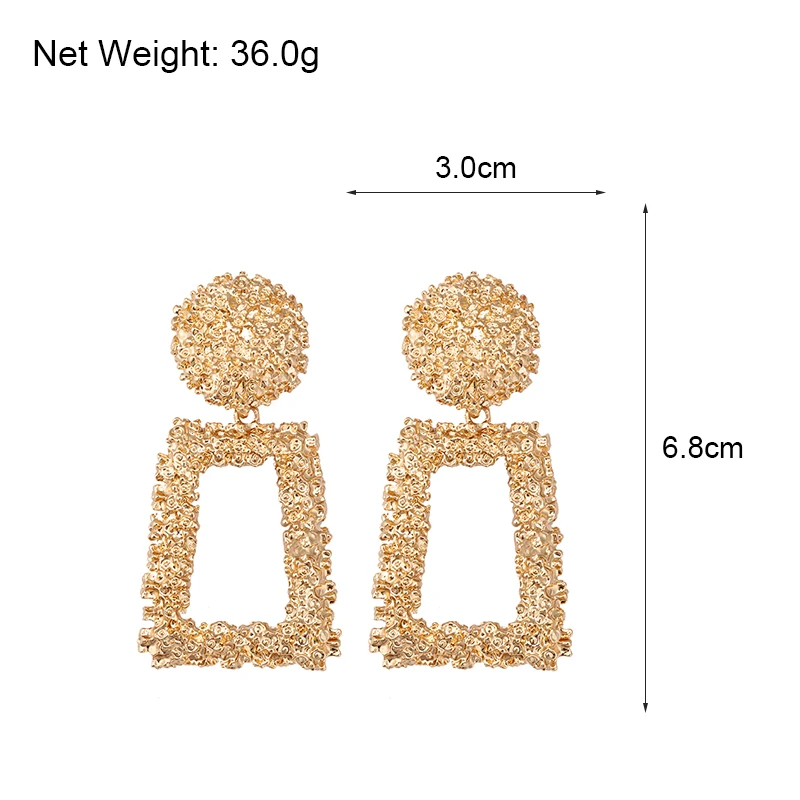 

AENSOA Vintage Big Metal Drop Dangle Earrings For Women Geometric Wedding Party Jewelry Gold Large Statement Earrings 6 Colors