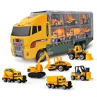 Большой контейнер-перевозчик грузовых автомобилей с мини-отлитым автомобилем экскаватор Инженерная модель игрушки для детей подарки на день рождения для мальчиков