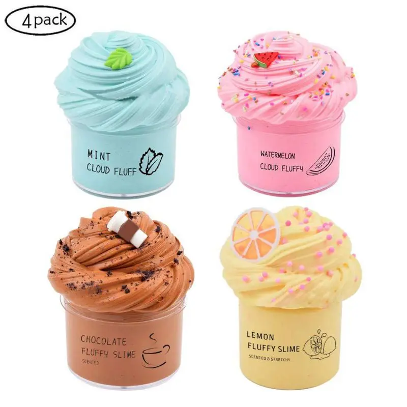 

4Pc Lemon Slime Coffee Slime Watermelon Slime Non-Sticky Slime Stress Relief Toy