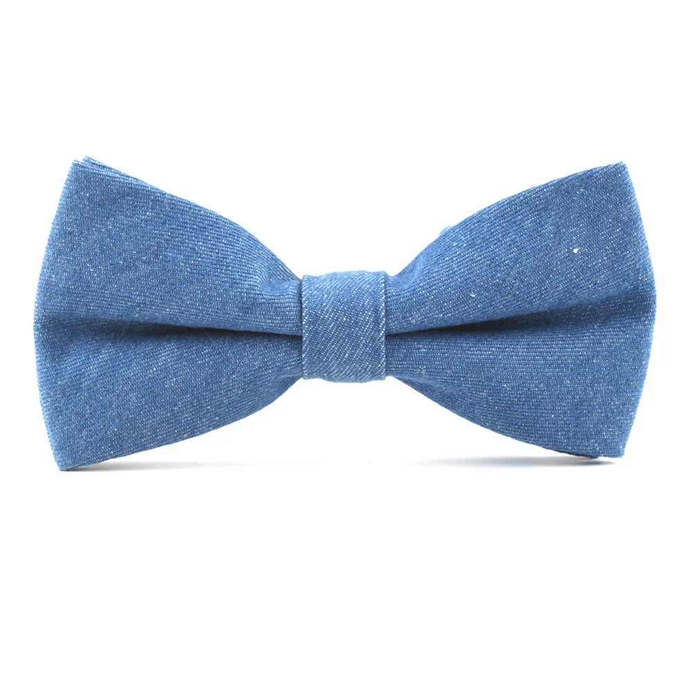 

2020 Men's Blue Cotton Bow Tie Men's Denim Bowtie for Women Shirt Accessories Wedding Dress gravata borboleta Custom Logo