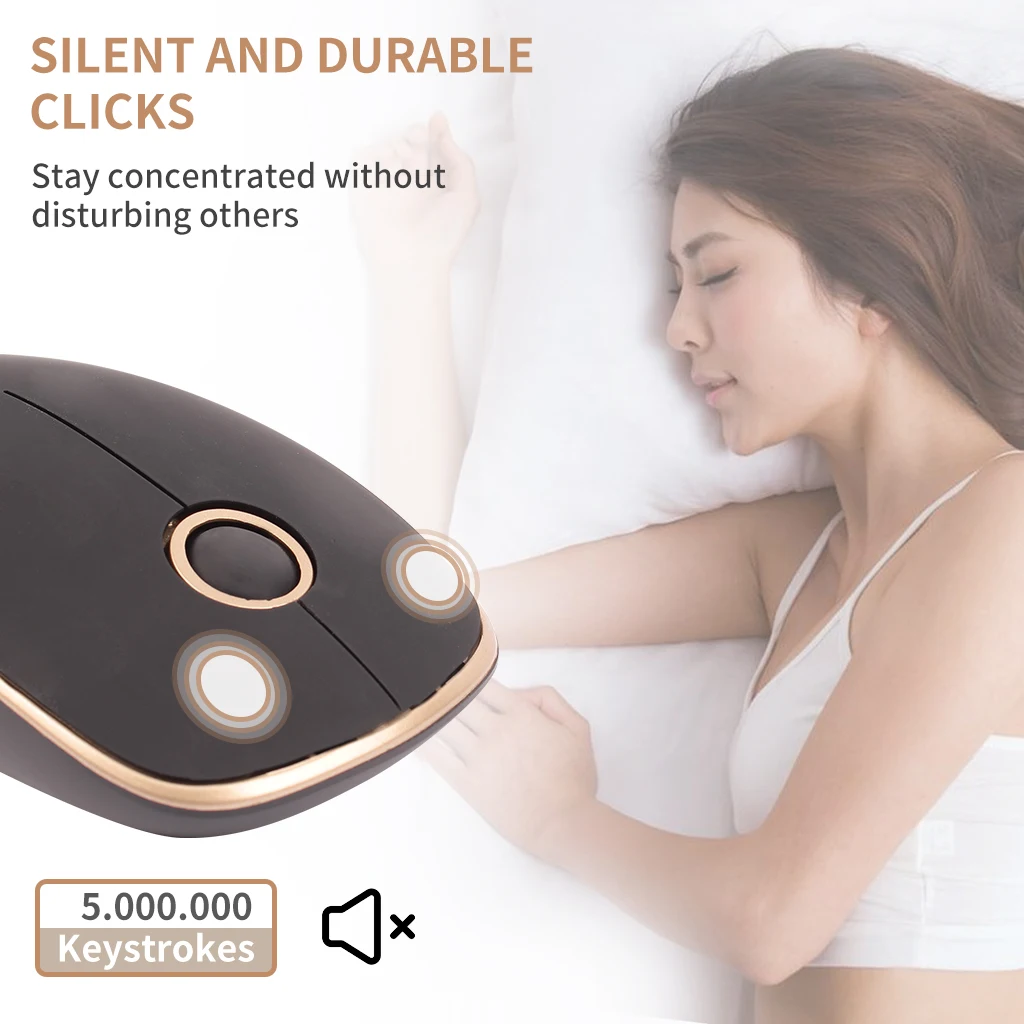 

2.4G Computer Wireless Mouse Gold Black Round Wheel Silent Wireless Mouse Simple And Fashionable Office Mouse For PC Laptop