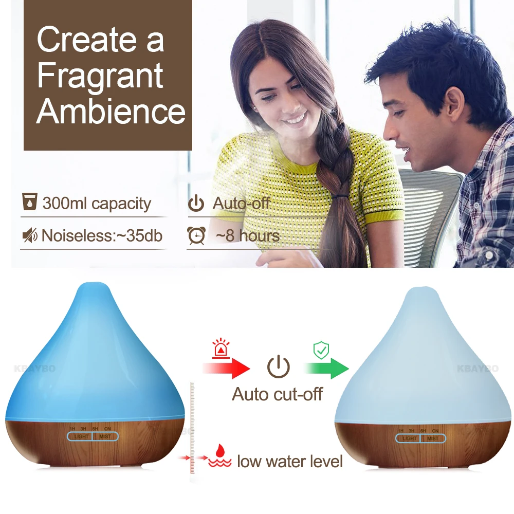 300 мл ультразвуковой увлажнитель с эфирными маслами ароматерапии прохладного