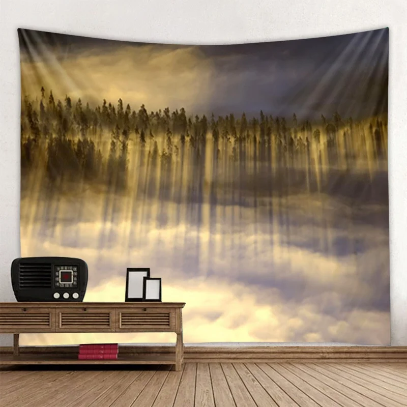 Размера плюс настенный гобелен красивый лес подвесной водопад Hd декорации