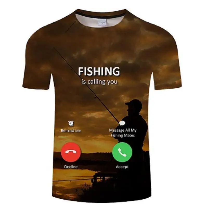 

Fishing 3D T-shirt Modal Fun Fish Print Digital Men's And Women's Tshirts Hip Hop t shirts Harajuku Funny Fishing rod Tops shirt
