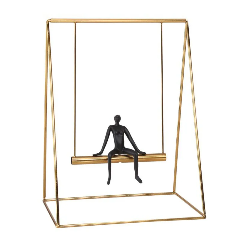 

Nordic Minimalist Desk Decor Golden Metal Portrait Adornments Abstract Resin Character Swinging Home Decoration Accessories