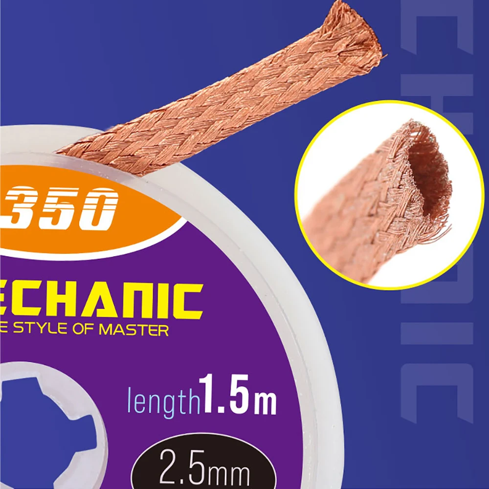 Desoldering Wire MECHANIC R350 1.5M 1.5/2.0/2.5/3.0/3.5MM For Removal Of Solder Slag on PCB Suction Strong Tin Tape | Инструменты
