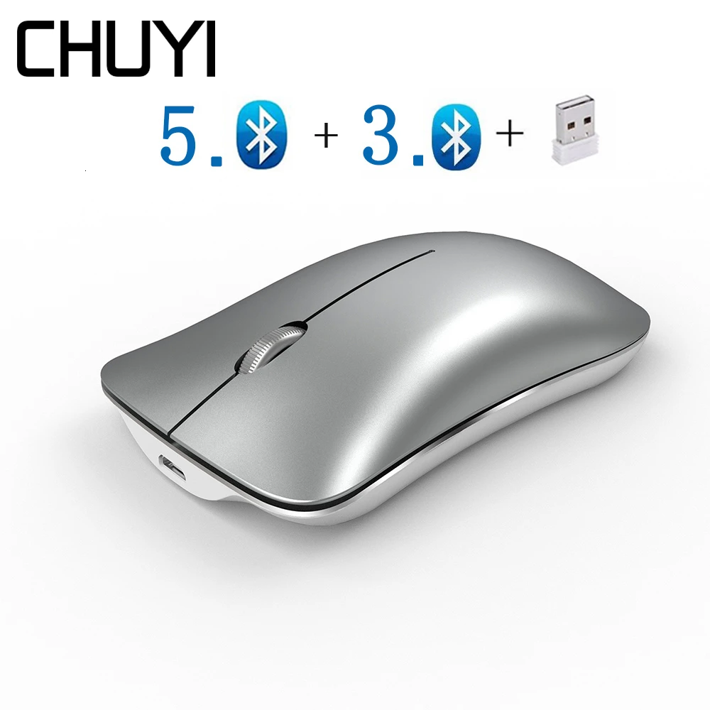 Ультратонкая эргономичная офисная компьютерная мышь CHUYI Bluetooth 5 0 + 3 USB 2 4G для