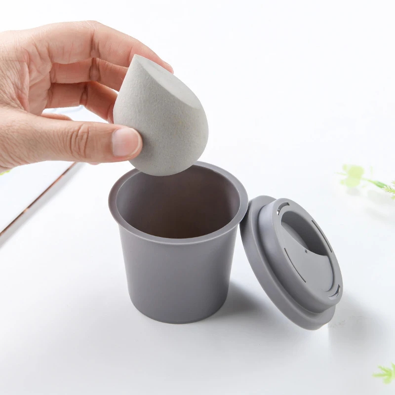 

Empty Coffee Cup Puff Holder Sponge Stand Beauty Dust-proof Makeup Puff Display Makeup Tools Storage Rack