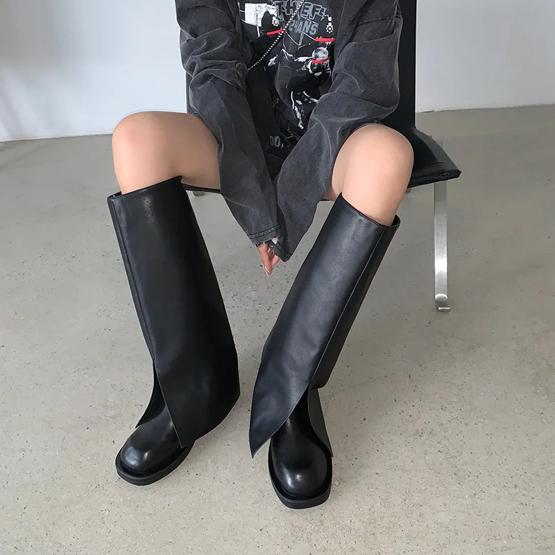 

2021 Autumn and Winter New Women's boots Round Toe Knee-high Pants Knight Boots Long boots femme