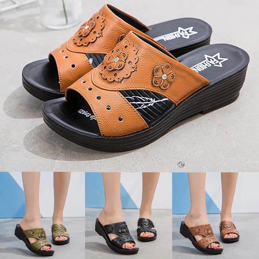 Женские шлепанцы Модные летние сандалии Однотонная повседневная обувь с