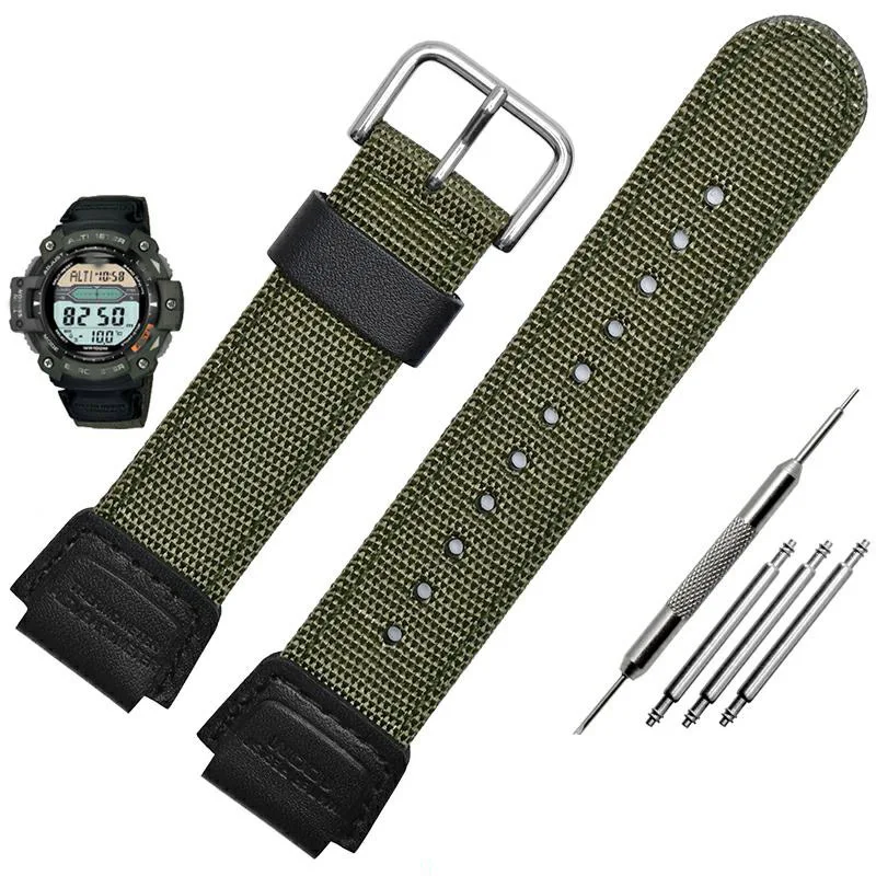 Холщовый браслет для часов 18 мм ремешок для часов casio AE-1200WH-1B/SGW-300H/400/SGW-500 8/5000 нейлоновый ремешок для часов 16 мм - Цвет ремешка: army green