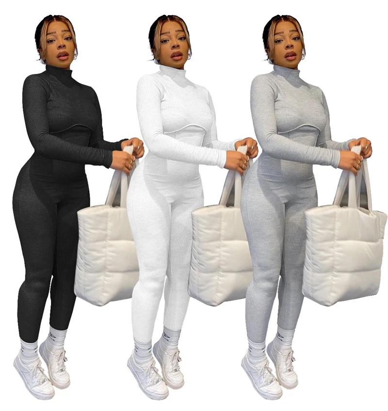 

ZKYZWX Knitted Bodycon Jumpsuit Womens Tracksuit Long Sleeve Fall Clothes Birthday Club Outfits Sexy One Piece Party Rompers