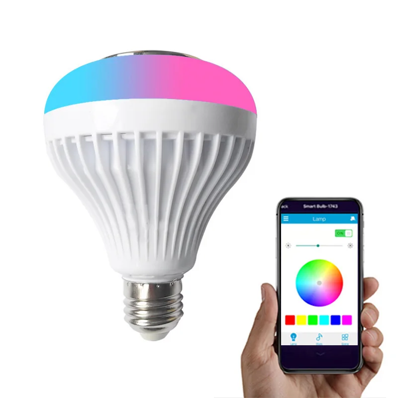 Smart E27 12W Ampoule LED Bulb RGB Light Wireless Bluetooth Audio Speaker Music Playing Dimmable Lamp with APP Remote Control | Лампы и
