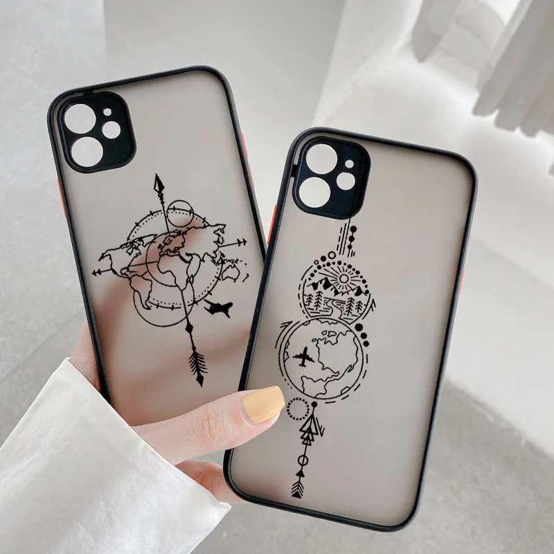 Popular World Map Travel Airplane Phone Case For iphone 7 8 Plus SE2 11 13 12 14 Pro Max X XR XS MAX Back Hard Shockproof Cover