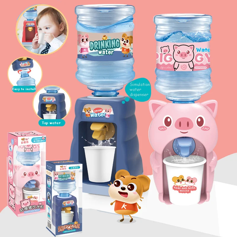 

Mini Water Dispenser Cute Cold/Warm Water for Children Kids Gift Juice Milk Drinking Fountain Simulation Cartoon Pig Kitchen Toy