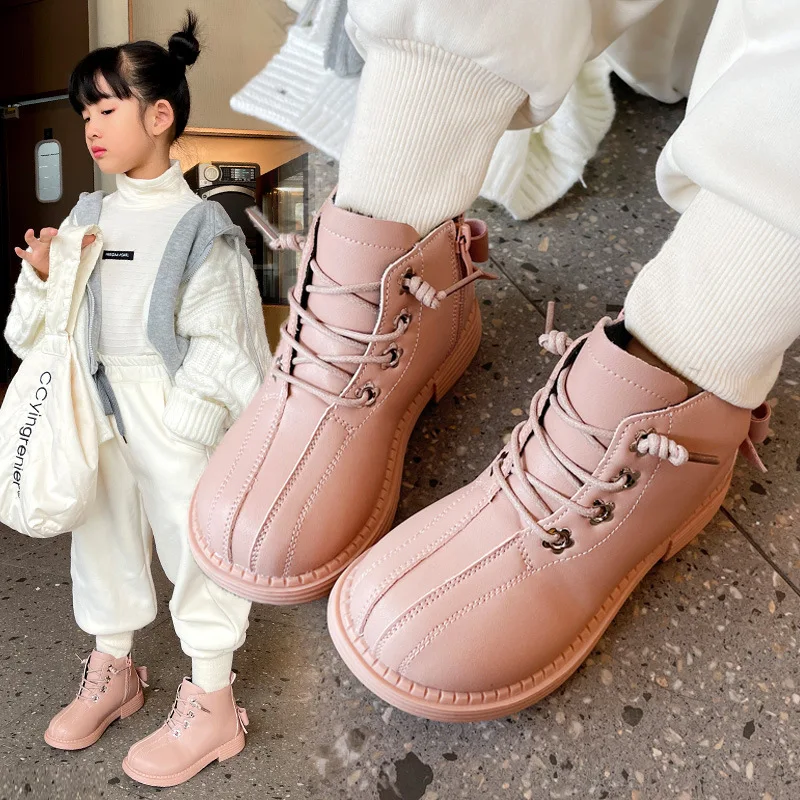 

2021 Plush Warm Fashion Girls' Ankle Boots for Children Shoes Winter Snow Boots Sneakers Kids' Winter Shoes for Baby Shoes 1-6