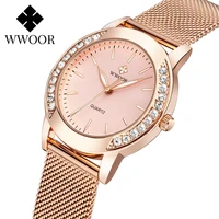 wwoor women watches 2022 new stylish rhinestone watch for women top luxury rose gold ladies quartz wristwatch relogio feminino